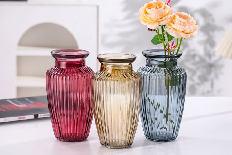Ribbed Glass Vases