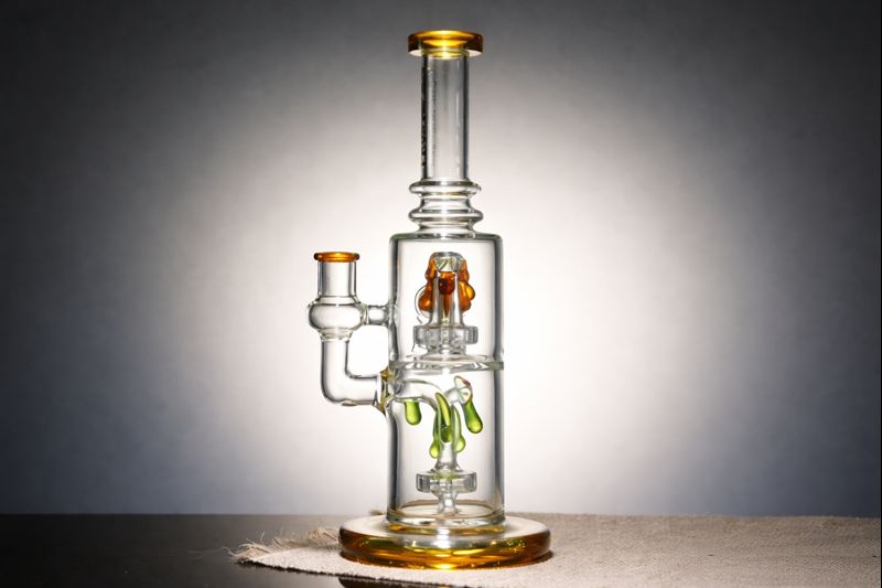 Clear Glass Bong with Amber Accents